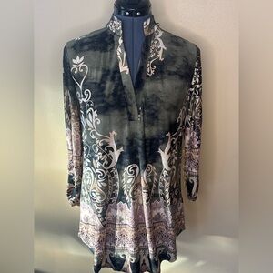 Avocado and Cream Patterned Blouse by “How Cute”
Made in the USA